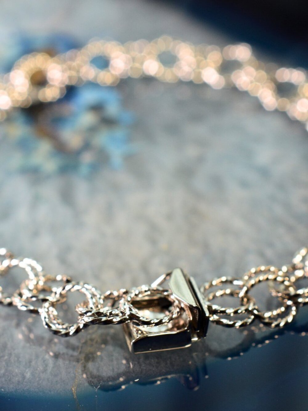 Vintage Sterling Silver Charm Bracelet - Box & Latch Closure